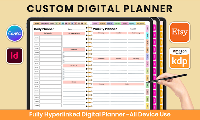 design-hyperlink-digital-planner-printable-planner-journal-tracker-etsy